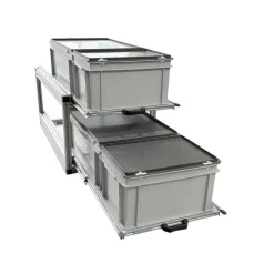 Aluminium 90 x 40 cm Doppel-Heckauszug mit 4 geschlossene Boxen