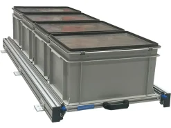 Aluminium Schiebeframe 120x40 cm mit 4 Boxen und Deckel