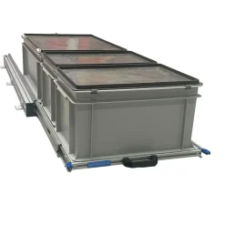 Aluminium Schiebeframe 120x40 cm mit 3 Boxen und Deckel