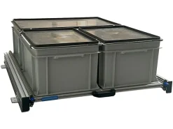 Aluminium Schiebeframe 80x60 cm mit 3 Boxen und Deckel