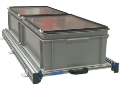 Aluminium Schiebeframe 120x40 cm mit 2 Boxen und Deckel