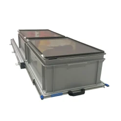 Aluminium Schiebeframe 120x40 cm mit 2 Boxen und Deckel