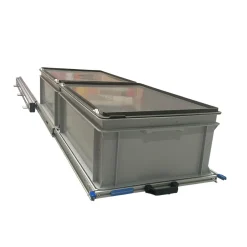 Aluminium Schiebeframe 120x40 cm mit 2 Boxen und Deckel
