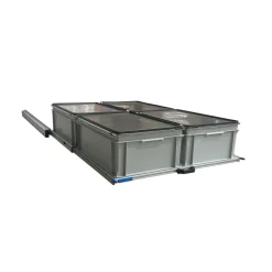 Aluminium 120x80 cm Heckauszug mit 6 Boxen mit Deckel