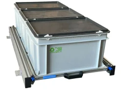 Aluminium 90x40 cm Schiebegestell mit 3 Körben und Deckel