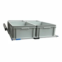 Aluminium-Heckauszug 90x80 cm mit 4 offenen Behältern