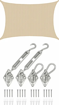 AMANKA 4 x 6 atmungsaktives UV Sonnensegel - Beige