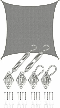 AMANKA 2 x 2 atmungsaktives UV Sonnensegel - Grey