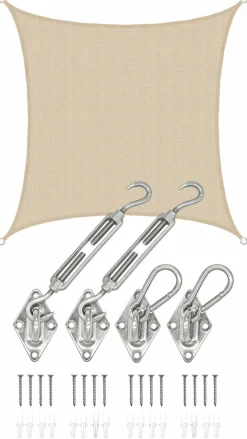 AMANKA 2 x 2 atmungsaktives UV Sonnensegel - Beige