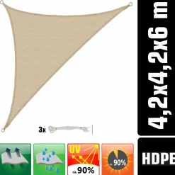 AMANKA 5,1 x 3,6 HDPE Sonnensegel - Beige