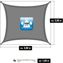 AMANKA 3 x 2 HDPE Sonnensegel - Gray