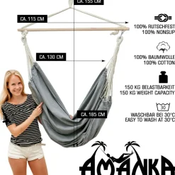 AMANKA 185 x 130 Sicherheits Hängestuhl - Grey
