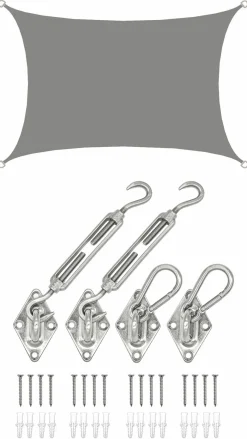 AMANKA 2 x 3 Wasserdichtes Sonnensegel mit Befestigung - Grey