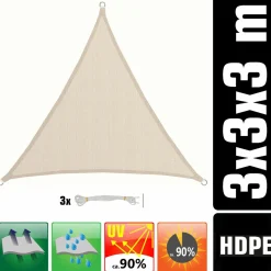 AMANKA 3 x 3 x 3 atmungsaktives UV Sonnensegel - Beige