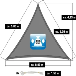 AMANKA 5 x 5 x 5 HDPE Sonnensegel - Grey