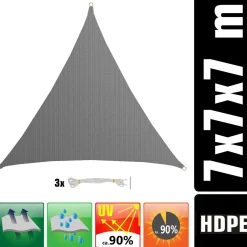 AMANKA 7 x 7 x 7 HDPE Sonnensegel - Grey