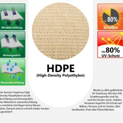 AMANKA 3x5 beiges HDPE Sonnensegel
