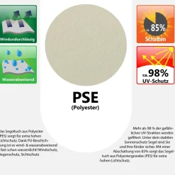 AMANKA 2x2 beiges wasserabweisendes Polyester Sonnensegel