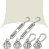 AMANKA 2x2 Wasserdichtes Beige Sonnensegel mit Befestigung