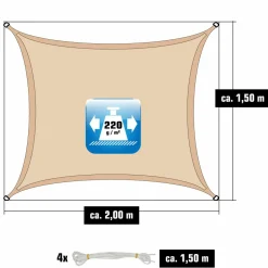 AMANKA 1,5x2m beiges HDPE wasserdurchlässiges Schattennetz