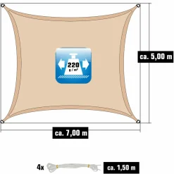 AMANKA 7x5m beiges HDPE wasserdurchlässiges Schattennetz