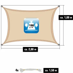 AMANKA 1x2m beiges Polyester wasserdichtes Schattennetz