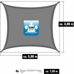 AMANKA 5x3m graues HDPE wasserdurchlässiges Schattennetz