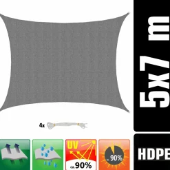 AMANKA 7x5m graues HDPE wasserdurchlässiges Schattennetz