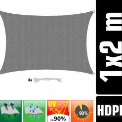 AMANKA 1x2m graues HDPE wasserdurchlässiges Schattennetz