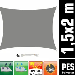 AMANKA 1,5x2m graues Polyester wasserdichtes Schattennetz