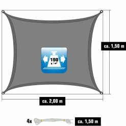 AMANKA 1,5x2m graues Polyester wasserdichtes Schattennetz