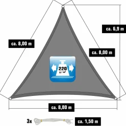 AMANKA 8x8x8m graues HDPE wasserdurchlässiges Schattennetz