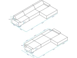 ARKO Dreifach-Chaiselongue-Modulsofa - 360 x 160 cm Grau
