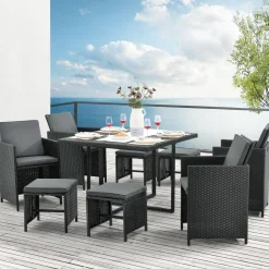 Baracoa L Polyrattan schwarzes Diningset