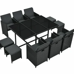 Baracoa XL Polyrattan schwarzes Diningset