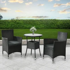 Bayamo Polyrattan schwarz graue Balkon Set