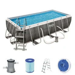 Bestway 404 cm Power Steel Rattan Rahmenpoolset