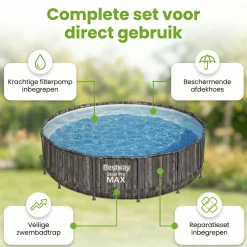 Bestway steel pro max 427x107cm pool holz – 5-teilig
