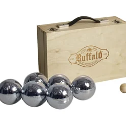 Buffalo Metall Jeu de Boules Satz in Holzkiste