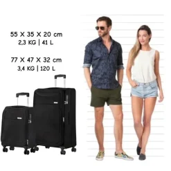 CarryOn Air 2-teilig Weicher Koffersatz - Black