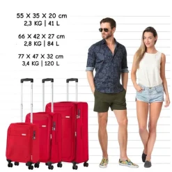 CarryOn Air 3-teilig Weicher Koffersatz - Red