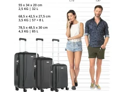 CarryOn Skyhopper 3-teiliges TSA Kofferset - Black