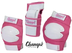 Champz Kinder-Skate-Schutz-Set - Pink/Weiß - Groß (39-42 EU)