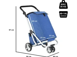 Cruiser 3-Räder 58 Liter einkaufstrolley mit kuhltasche - Blue