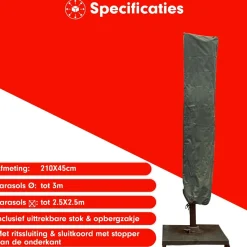 CUHOC Diamond 210 x 45 cm Ampelschirmhülle