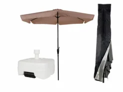 CUHOC sonnenschirm Ø3m ecru + hülle Redlabel und weißem fuß