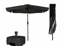 CUHOC sonnenschirm Ø3m schwarz mit hülle Redlabel und fuß