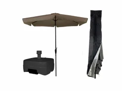 CUHOC sonnenschirm Ø3m taupe mit hülle Redlabel und fuß