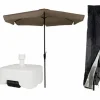CUHOC sonnenschirm Ø3m taupe + hülle Redlabel und weißem fuß