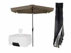 CUHOC sonnenschirm Ø3m taupe + hülle Redlabel und weißem fuß
